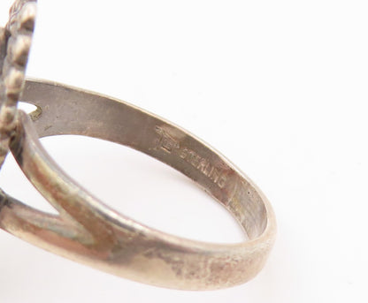 925 Sterling Silver Vintage Ring BELL Turquoise Statement Band  Sz 8  RG35944