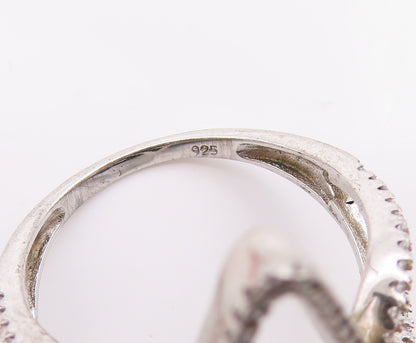 925 Sterling Silver Vintage Ring Real Diamonds Geometric Cut Out   Sz 7  RG33536