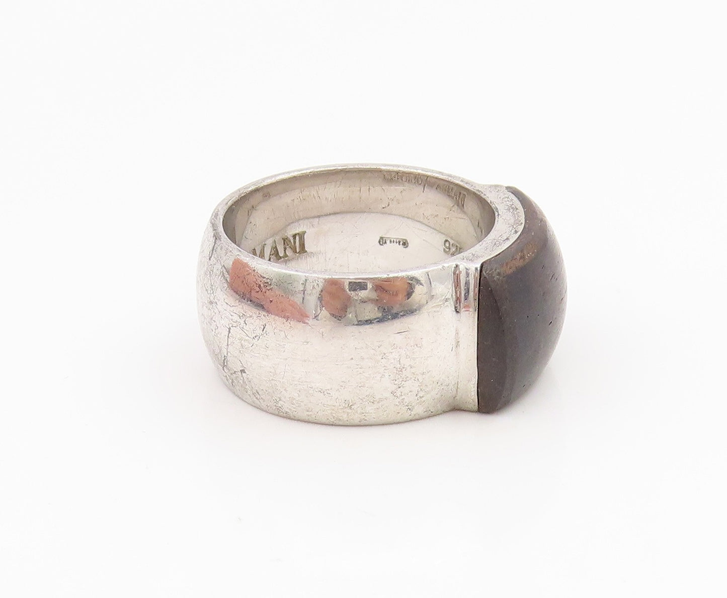925 Sterling Silver Vintage Ring EMPORIO ARMANI Black Onyx Band  Sz 6.5  RG35258