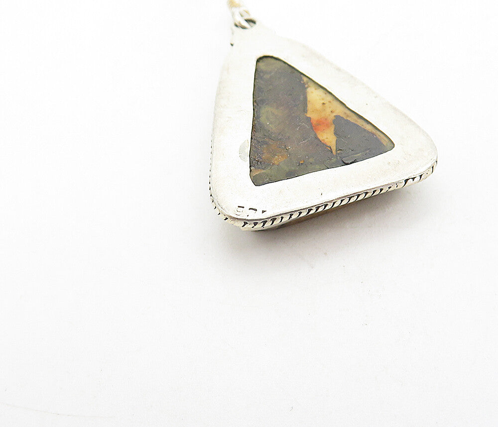 925 Sterling Silver  Vintage Jasper Triangle Twist Dangle Earrings  EG3706