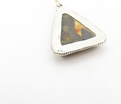 925 Sterling Silver  Vintage Jasper Triangle Twist Dangle Earrings  EG3706