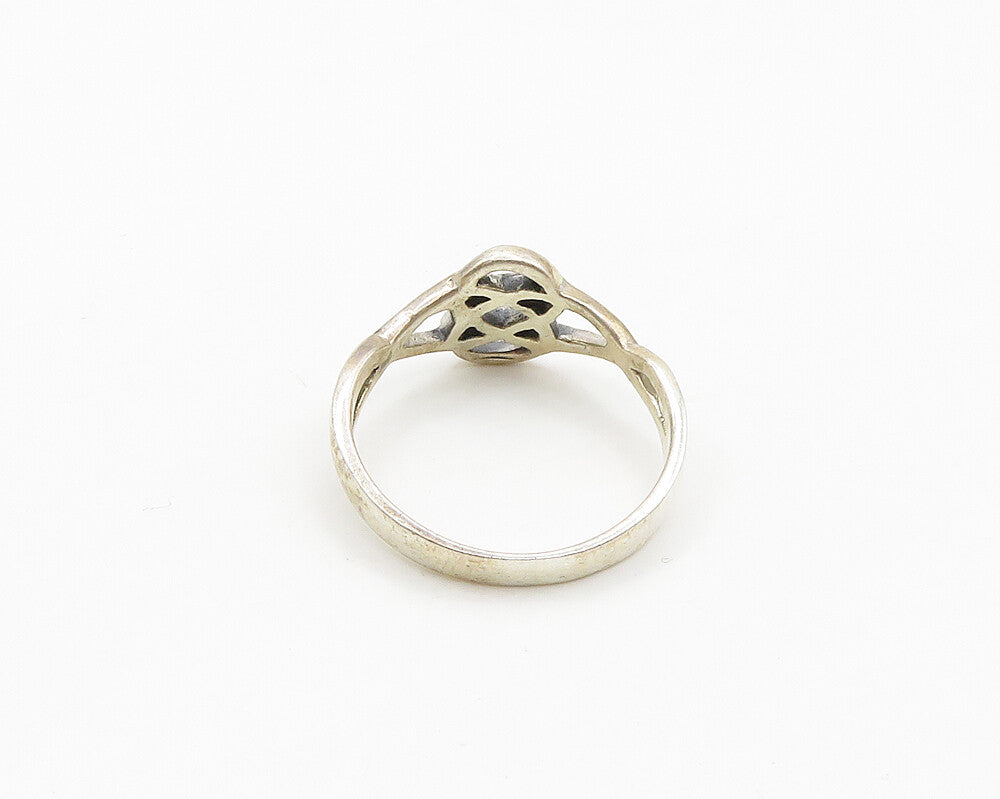 925 Sterling Silver  Vintage Shiny Open Knot Design Band Ring Sz 9  RG19346