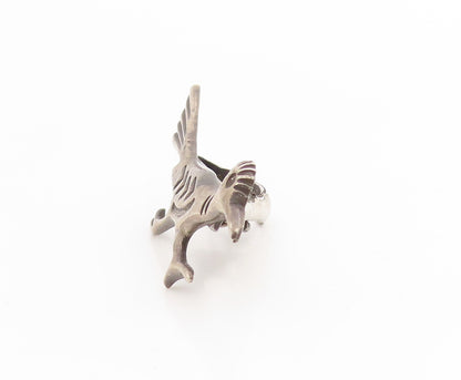 925 Sterling Silver Vintage Tie Clip NAVAJO Etched Roadrunner Bird Design TR4032