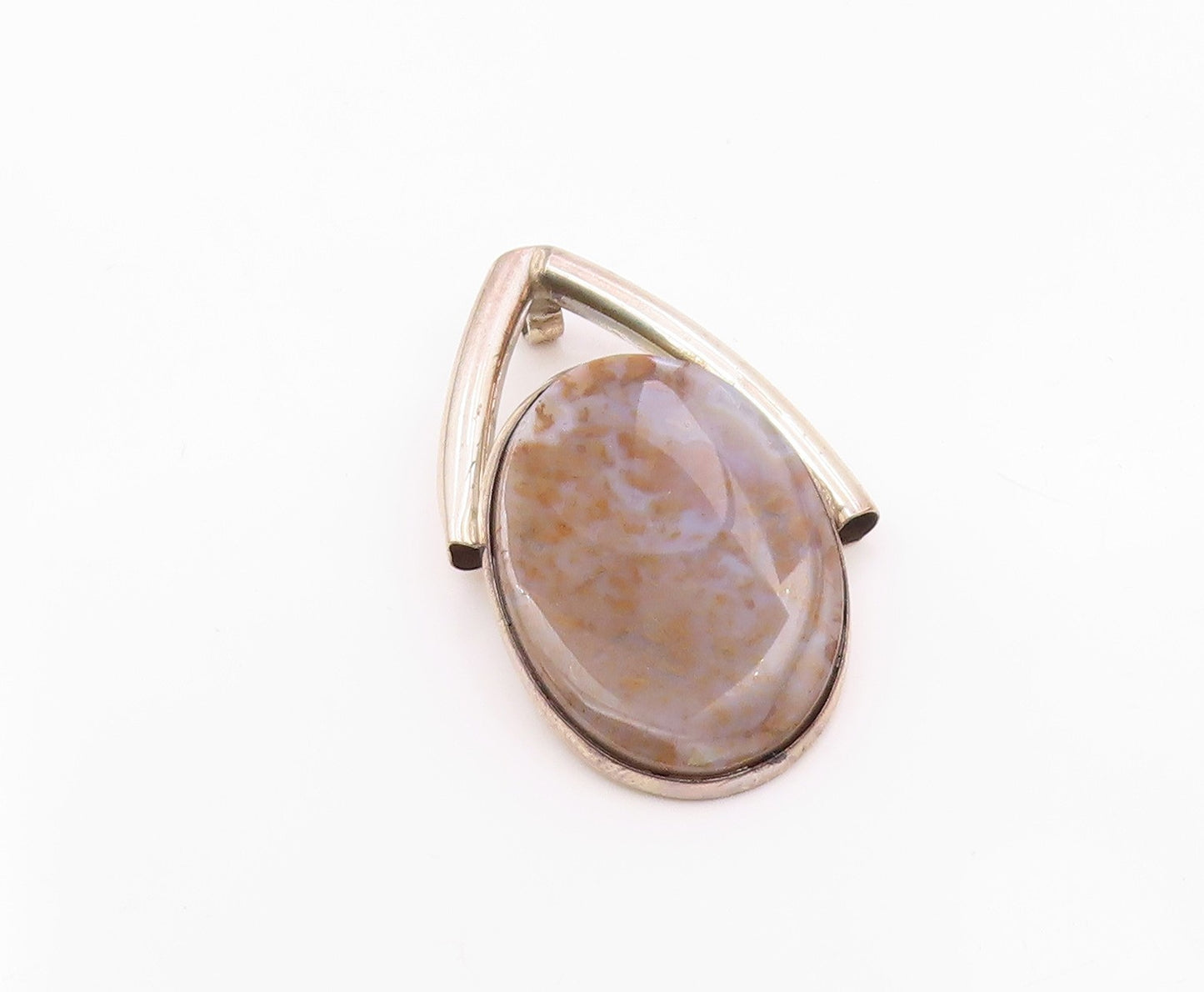 925 Sterling Silver  Vintage Oval Amethyst Cacoxenite Held Pendant  PT21012
