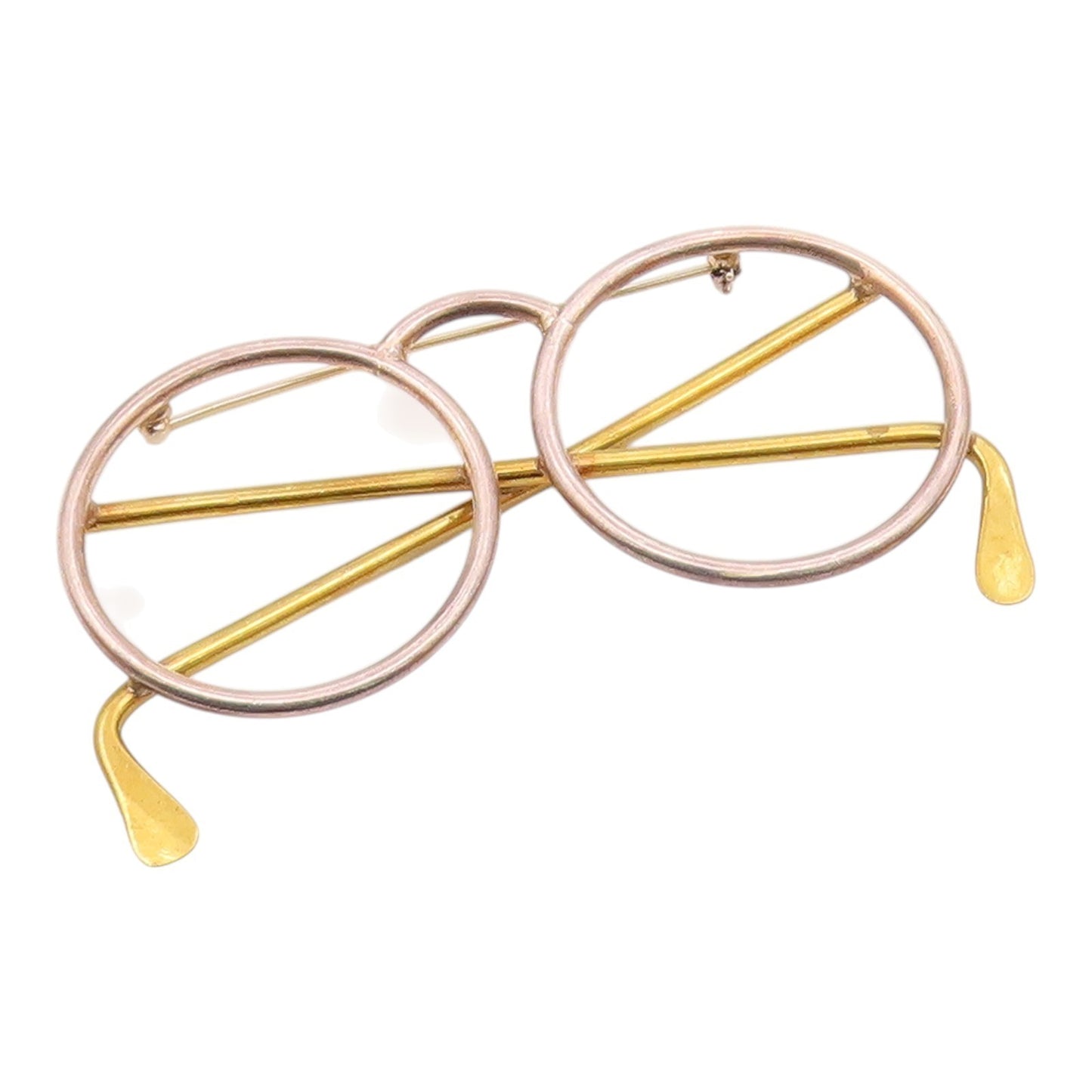 925 Sterling Silver  Vintage Two Tone Eye Glasses Motif Brooch Pin  BP8221