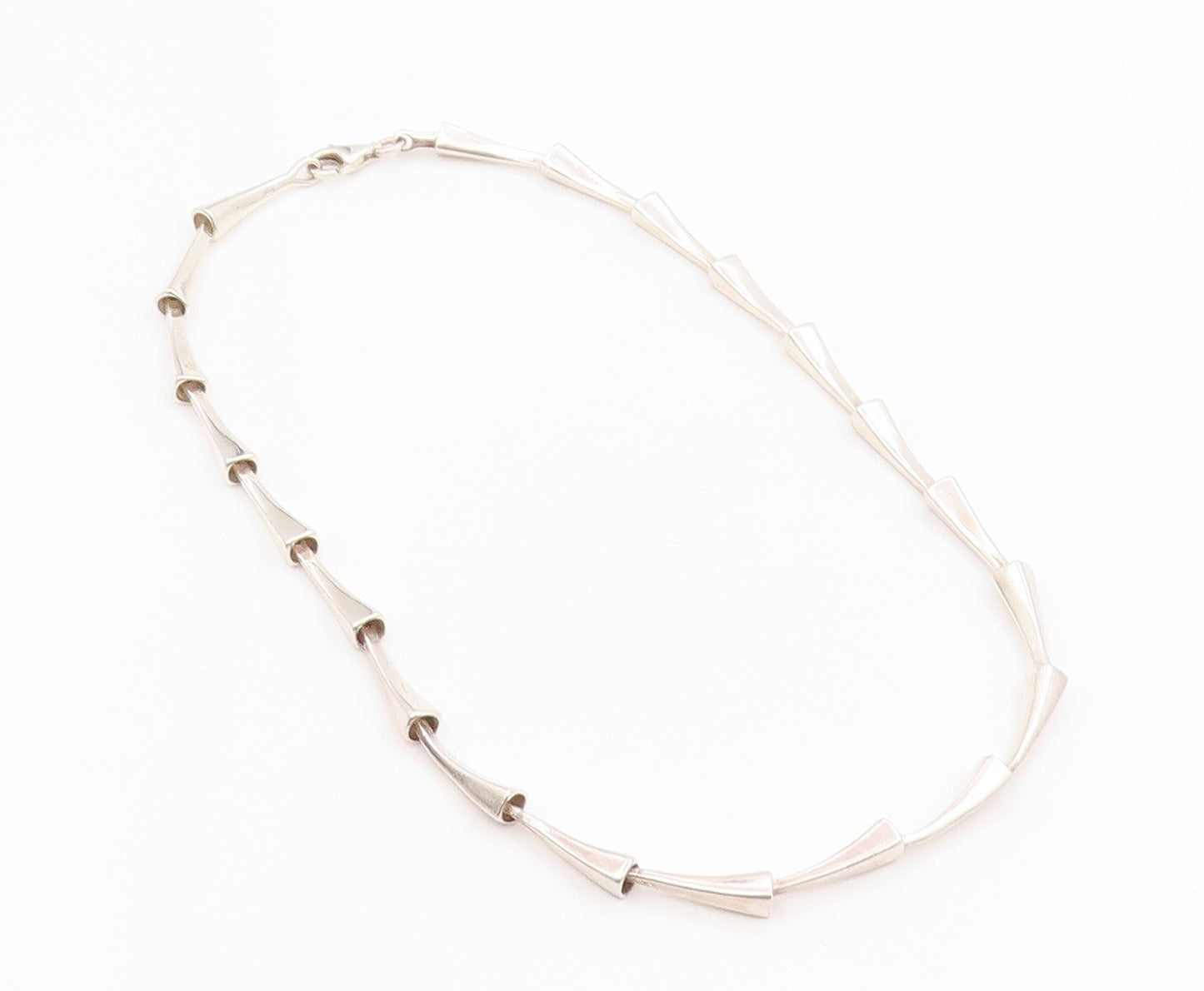 925 Sterling Silver Vintage Necklace Minimalist Tapered Bar Link Chain  NE4733