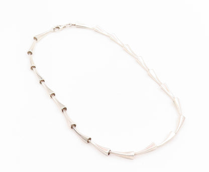 925 Sterling Silver Vintage Necklace Minimalist Tapered Bar Link Chain  NE4733
