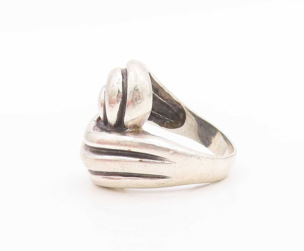 925 Sterling Silver Vintage Ring Interlocked Swirls Etched  Sz 7  RG33349