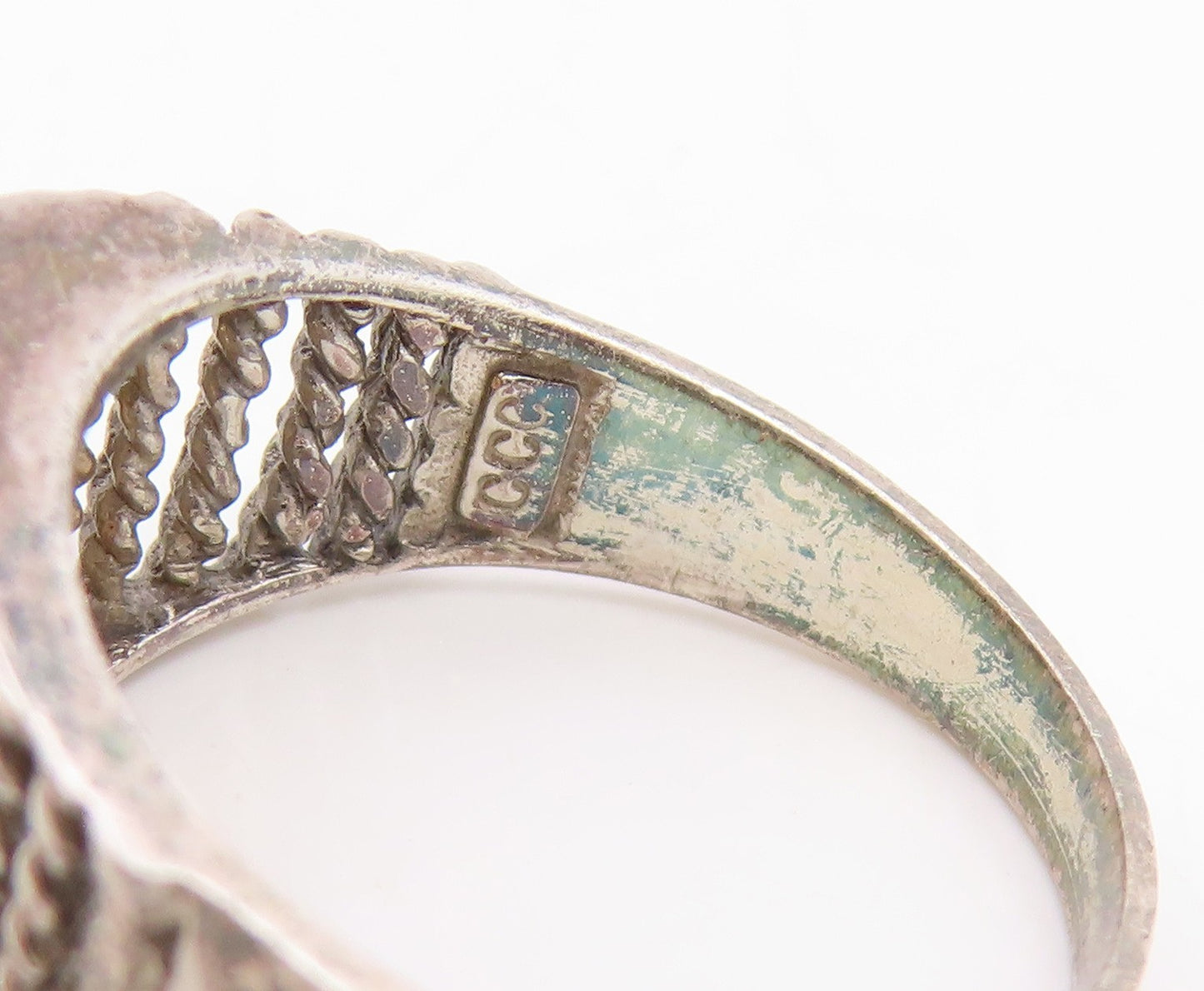 925 Sterling Silver Vintage Ring Oval Cut Citrine Textured Band  Sz 6  RG34912