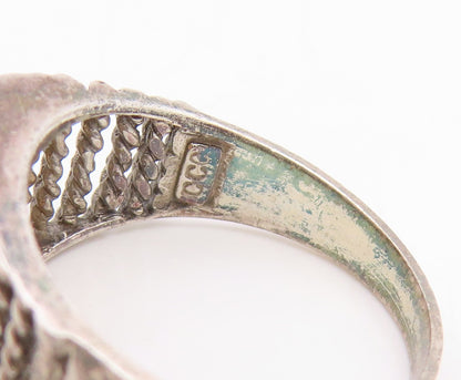 925 Sterling Silver Vintage Ring Oval Cut Citrine Textured Band  Sz 6  RG34912