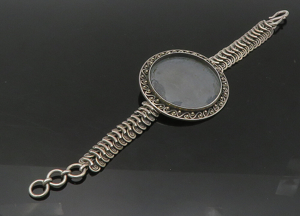 BALI 925 Sterling Silver  Vintage Oxidized Swirl Detail Chain Bracelet  BT8800