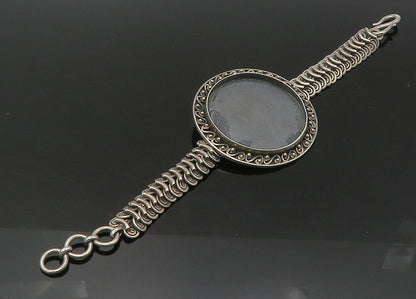BALI 925 Sterling Silver  Vintage Oxidized Swirl Detail Chain Bracelet  BT8800