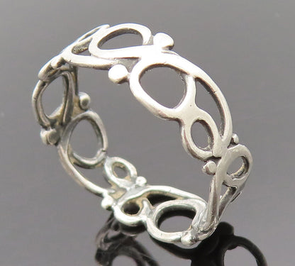 925 Sterling Silver  Vintage Openwork Loops Band Ring Sz 8  RG26177