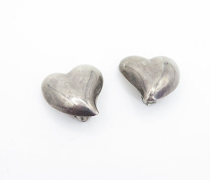 MEXICO 925 Sterling Silver Vintage Love Heart Non Pierce Earrings  EG2866
