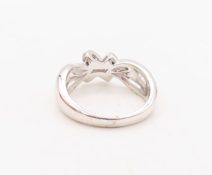 925 Sterling Silver Vintage Ring Designer Bow Cutout CZ Inlay  Sz 7  RG30938