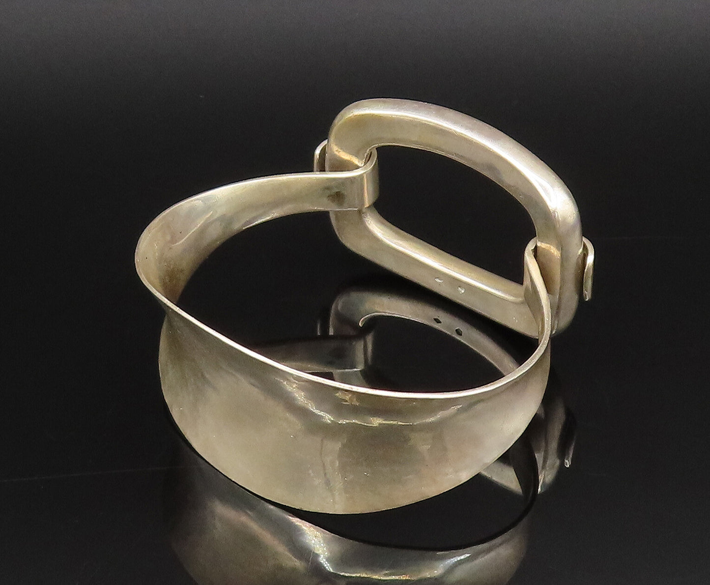 FABRICE 925 Sterling Silver Vintage Hooked Open Rectangle Bracelet  BT9724