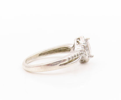 925 Sterling Silver Vintage Ring Modernist Design Marquise Cut CZ  Sz 6  RG33382