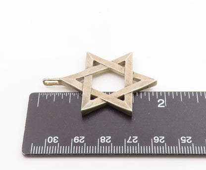 925 Sterling Silver Vintage Pendant Modernist Textured Star Of David  PT26289