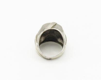 925 Sterling Silver  Vintage Black Hematite Eyes Skull Band Ring Sz 8  RG18406