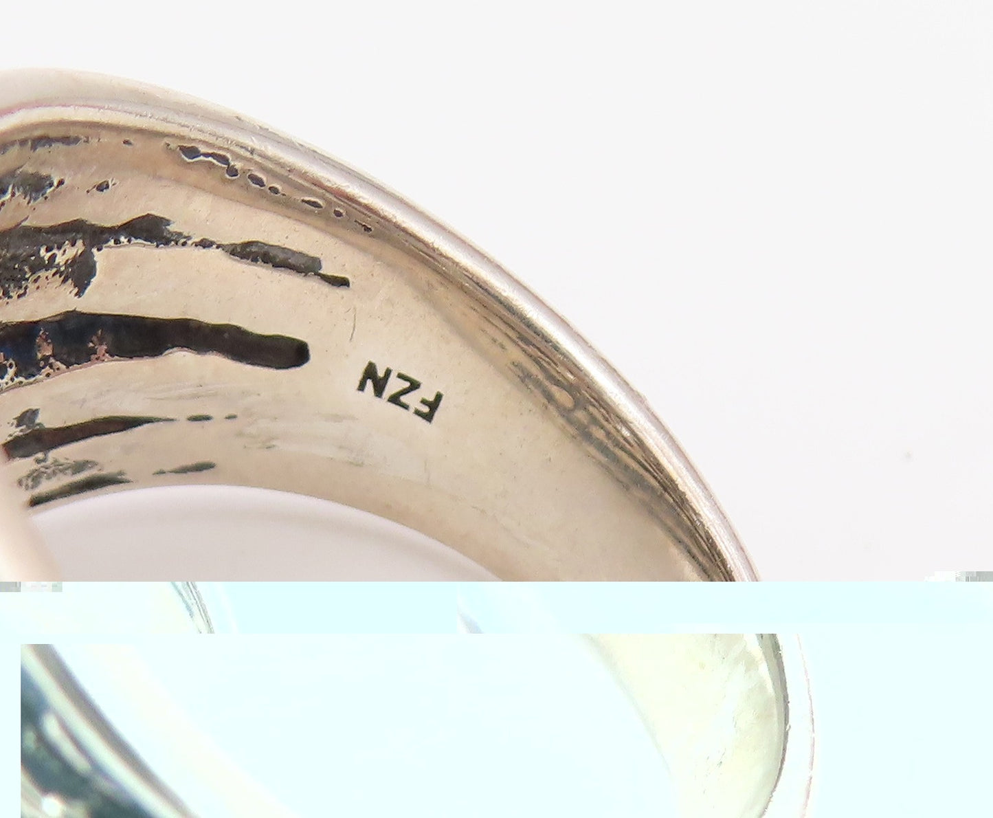 925 Sterling Silver Vintage Ring CZ Wide Tapered Statement Band  Sz 10  RG36735