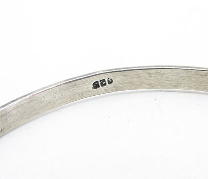 MEXICO 925 Sterling Silver  Vintage Dark Tone Etched Bangle Bracelet  BT1899