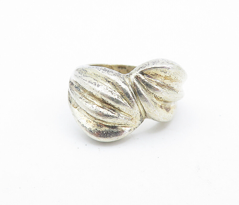 MEXICO 925 Silver  Vintage Shiny Fluted Bypass Style Band Ring Sz 6  RG6979