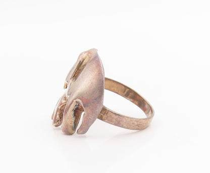 925 Sterling Silver Vintage Ring Mother & Baby Elephant Cut Out  Sz 6  RG33895