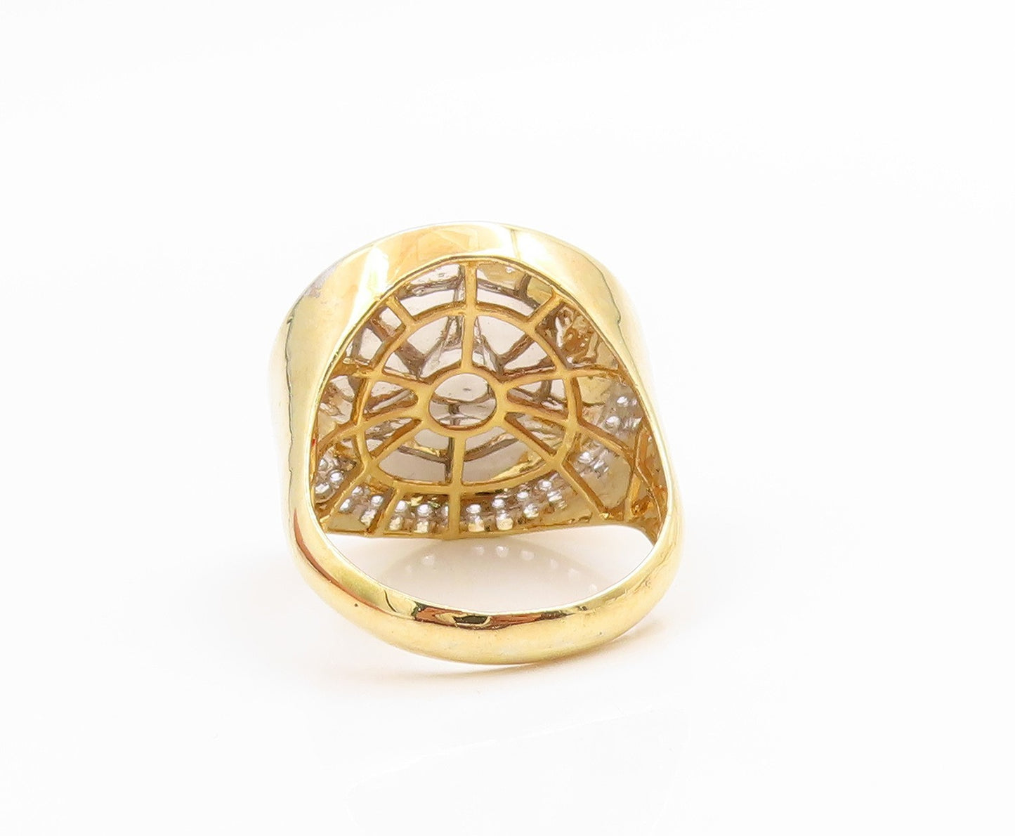925 Sterling Silver Vintage Ring Gold Plated CZ Symbol Band  Sz 10  RG35714