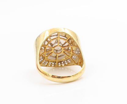 925 Sterling Silver Vintage Ring Gold Plated CZ Symbol Band  Sz 10  RG35714