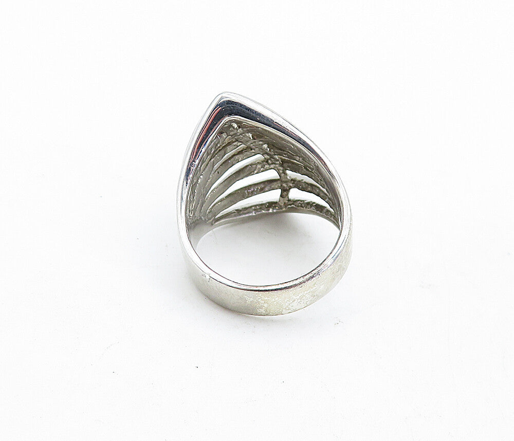 925 Sterling Silver  Vintage Shiny Pointed Split Dome Band Ring Sz 7  RG5576