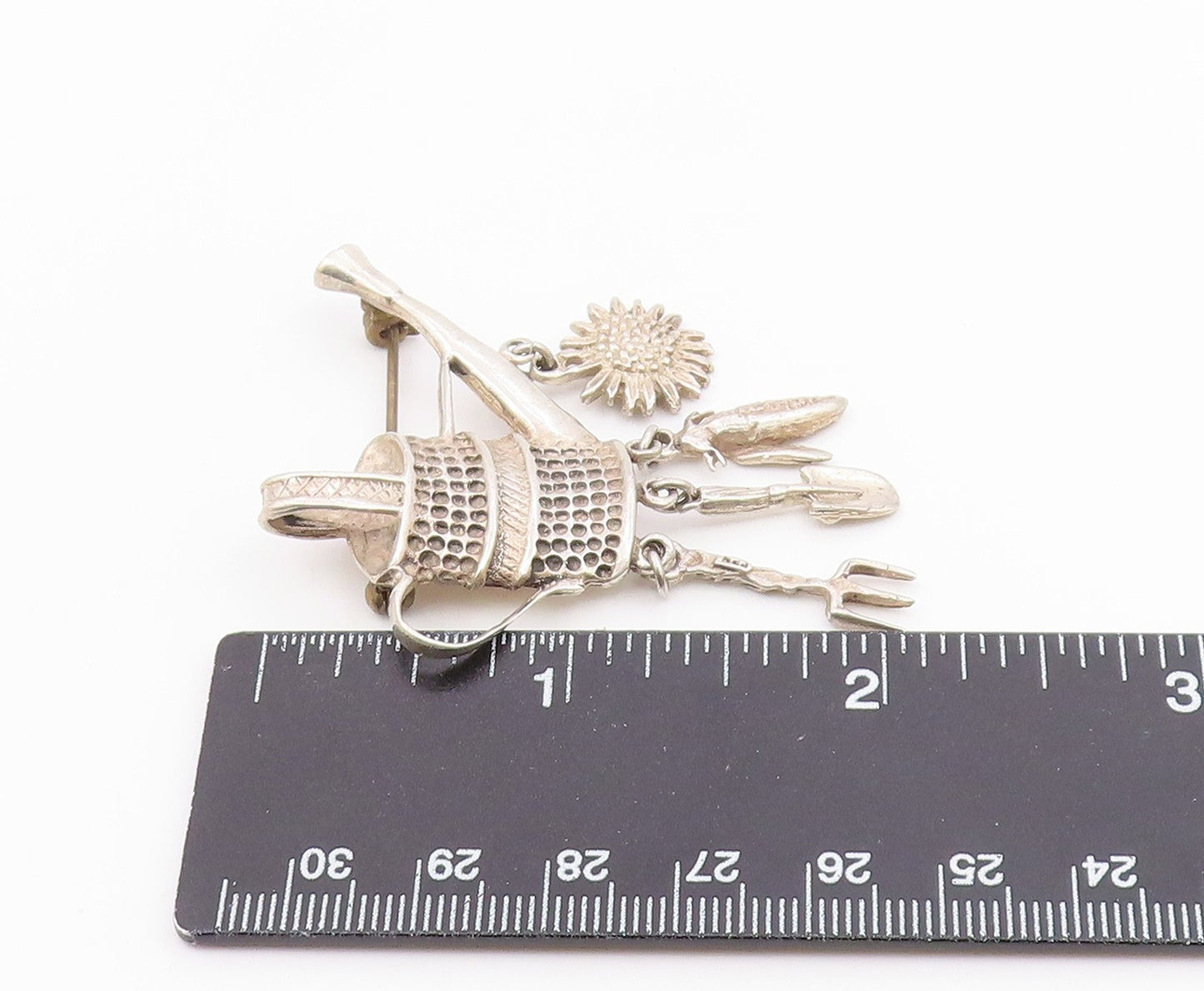 MEXICO 925 Sterling Silver  Vintage Charmed Watering Can Brooch Pin  BP3149