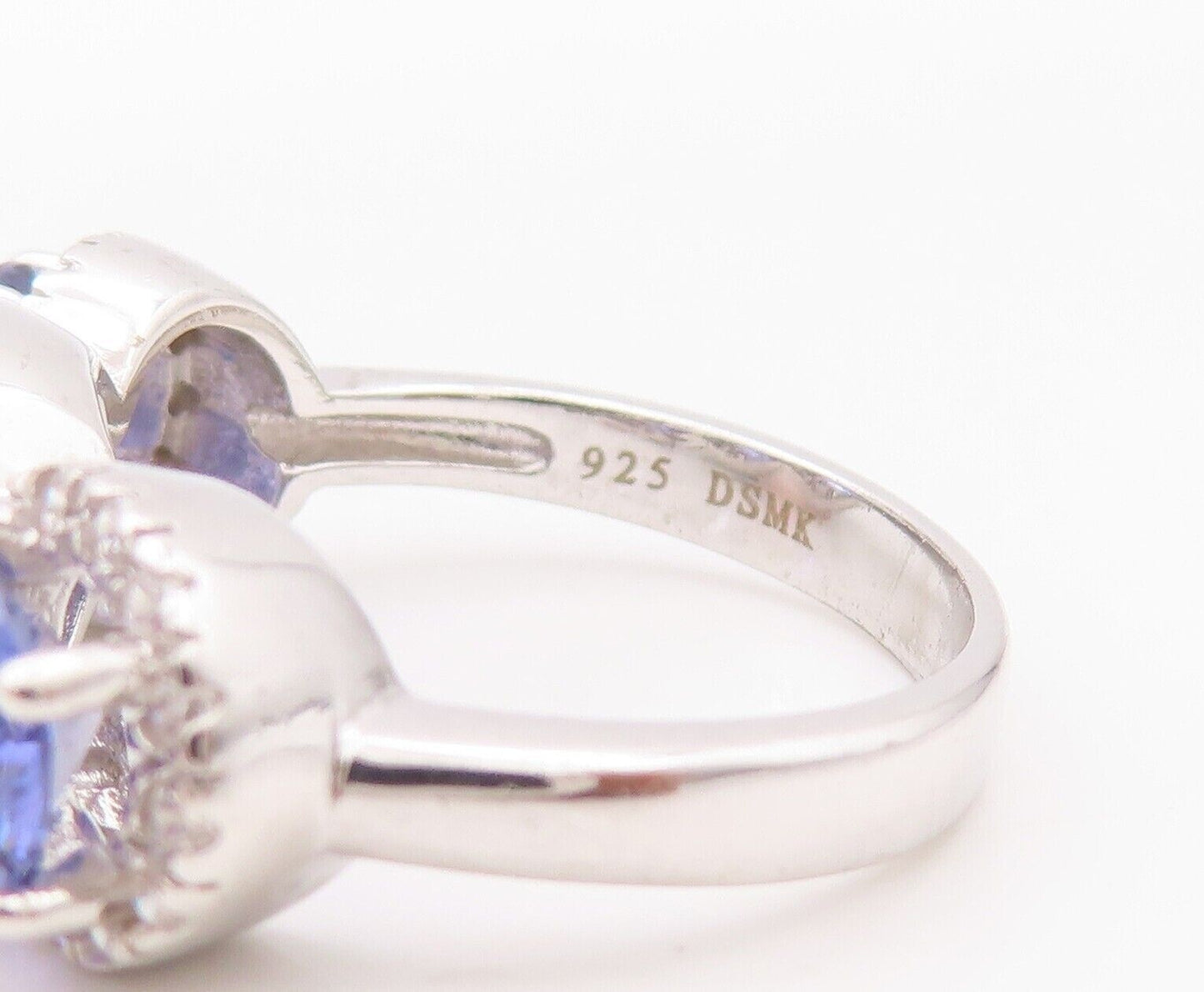 925 Sterling Silver Vintage Ring Round Sapphire Halo CZ Rings  Sz 7  RG29982