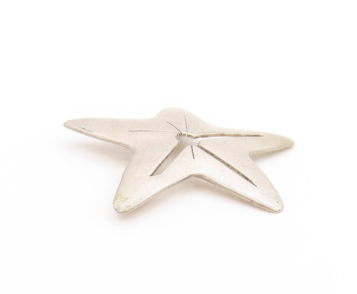 925 Sterling Silver Vintage Brooch Coastal Starfish Design Cut Out Pin  BP11896
