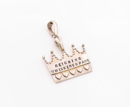 SILVER BONES 925 Silver  Vintage Reigning Whiskers Crown Pendant  PT19850