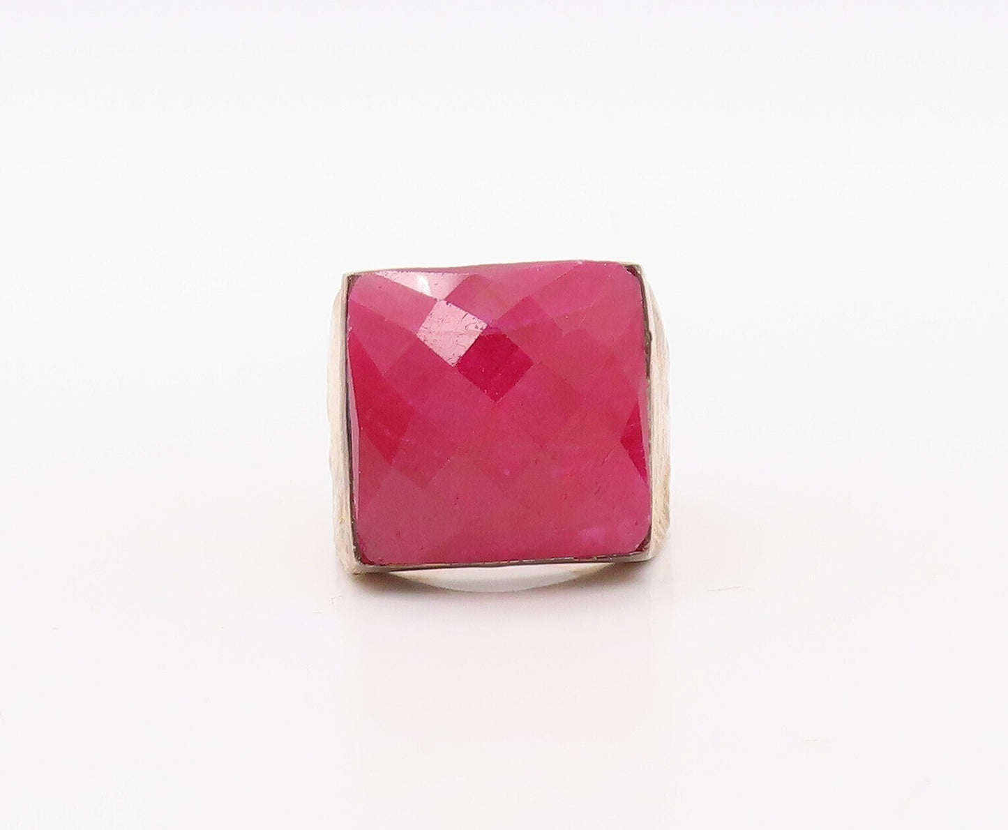 925 Sterling Silver Vintage Ring Real Square Cut Gemstone Inlay  Sz 7 RG30790