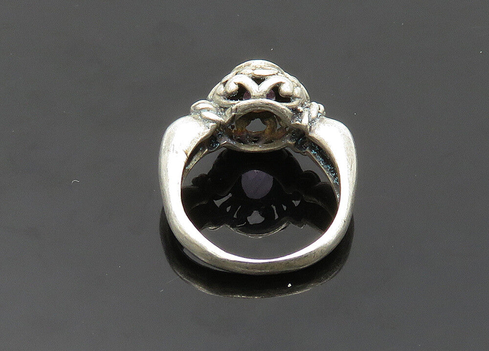 925 Sterling Silver  Vintage Faceted Amethyst Swirl Band Ring Sz 6.5  RG20046