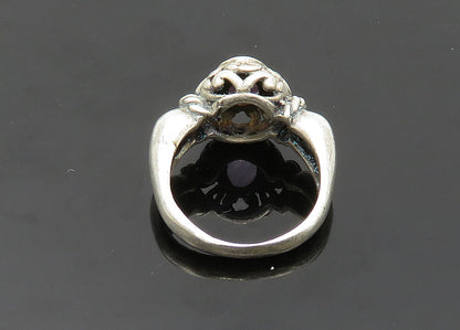 925 Sterling Silver  Vintage Faceted Amethyst Swirl Band Ring Sz 6.5  RG20046