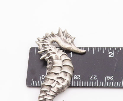 925 Sterling Silver Vintage Brooch Pin Classic Carved Figural Seahorse  BP12474