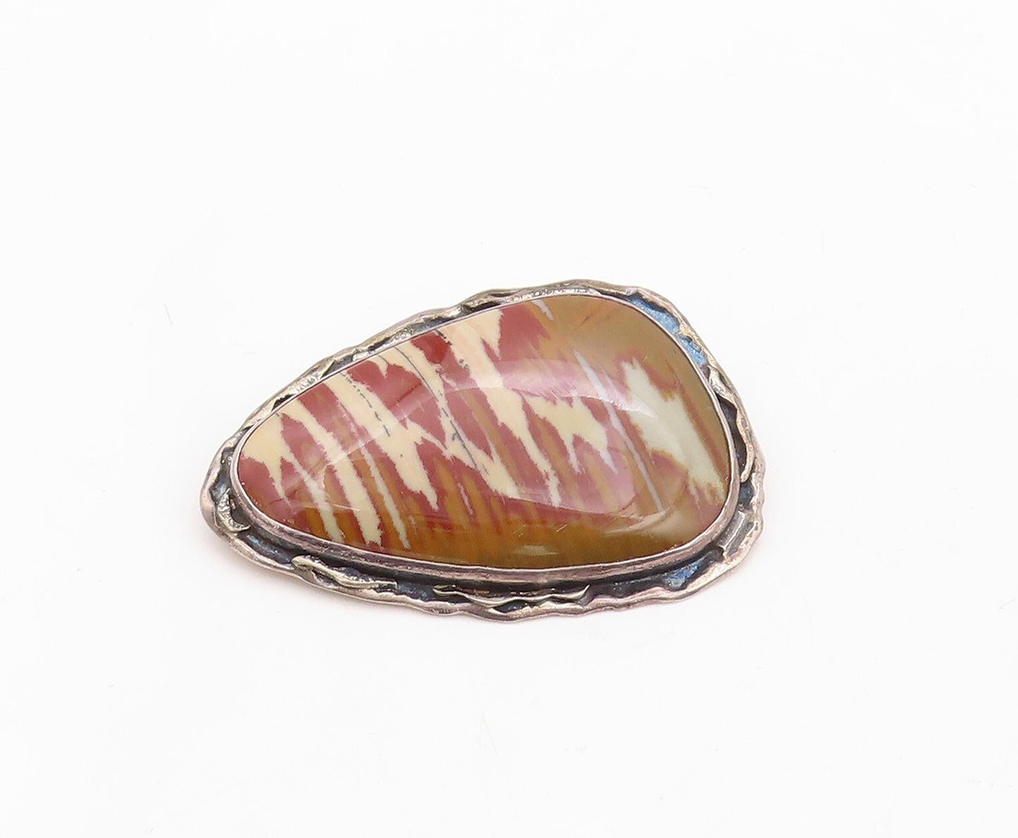 925 Sterling Silver Vintage Brooch Pin Brutalist Large Gemstone  BP11276
