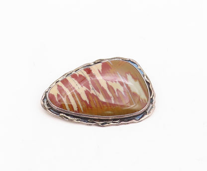 925 Sterling Silver Vintage Brooch Pin Brutalist Large Gemstone  BP11276