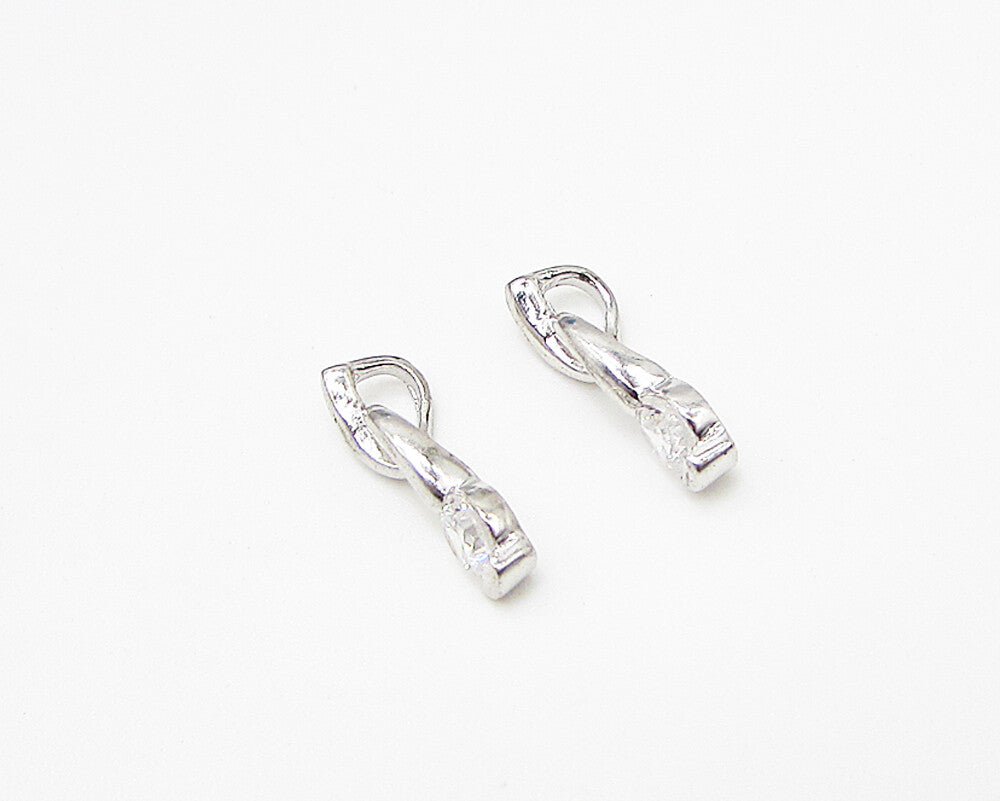925 Sterling Silver  Lot of 2 White Cubic Zirconia Slider Pendant  PT1946
