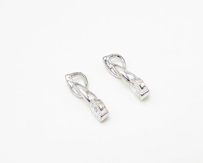 925 Sterling Silver  Lot of 2 White Cubic Zirconia Slider Pendant  PT1946