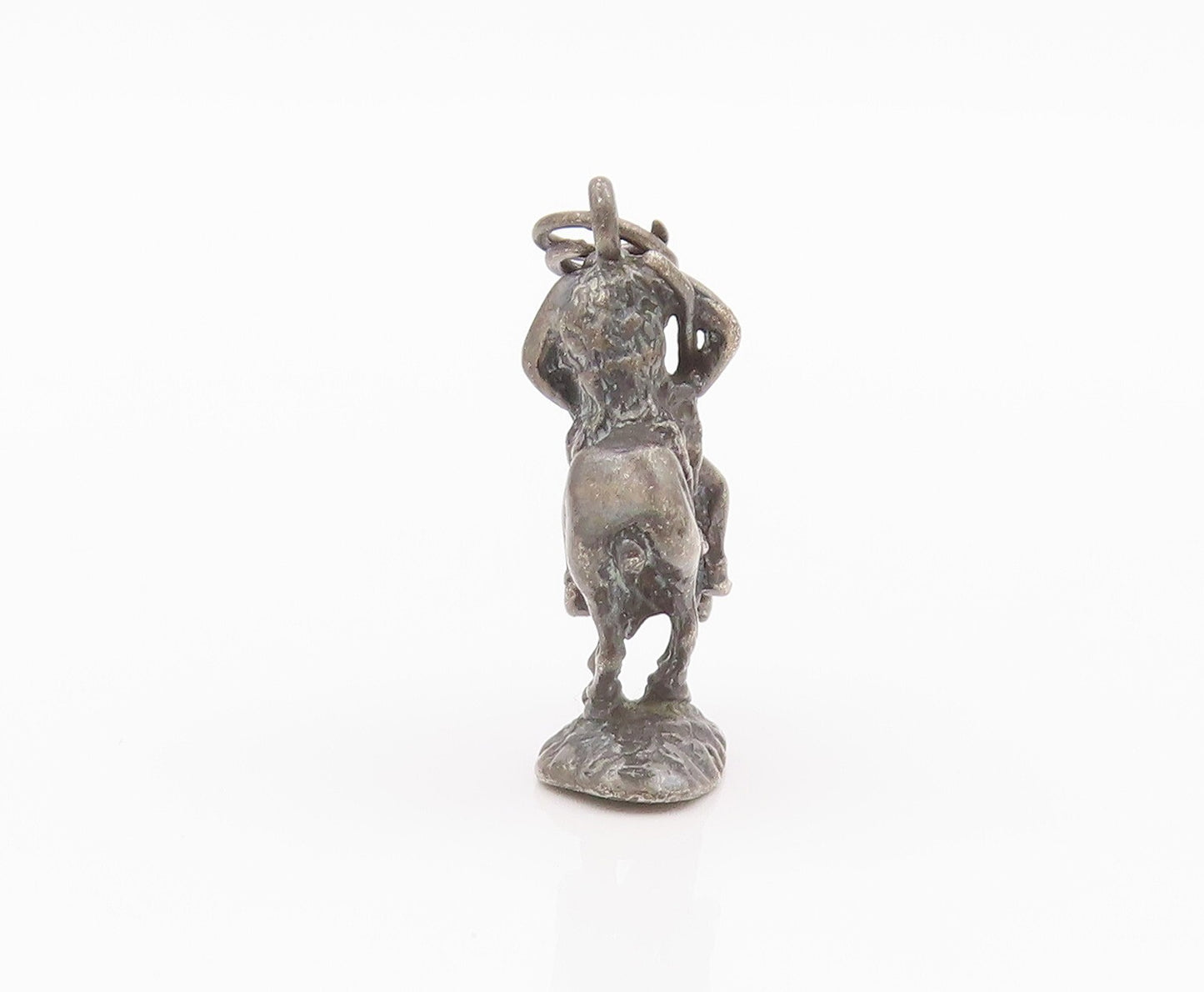 925 Sterling Silver Vintage Pendant Dark Tone Wounded Solder On Horse  PT23930