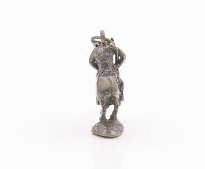 925 Sterling Silver Vintage Pendant Dark Tone Wounded Solder On Horse  PT23930
