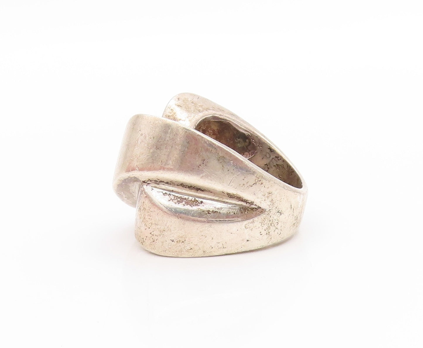 925 Sterling Silver Vintage Ring Solid Criss Crossed X Heavy  Sz 6.5  RG33467