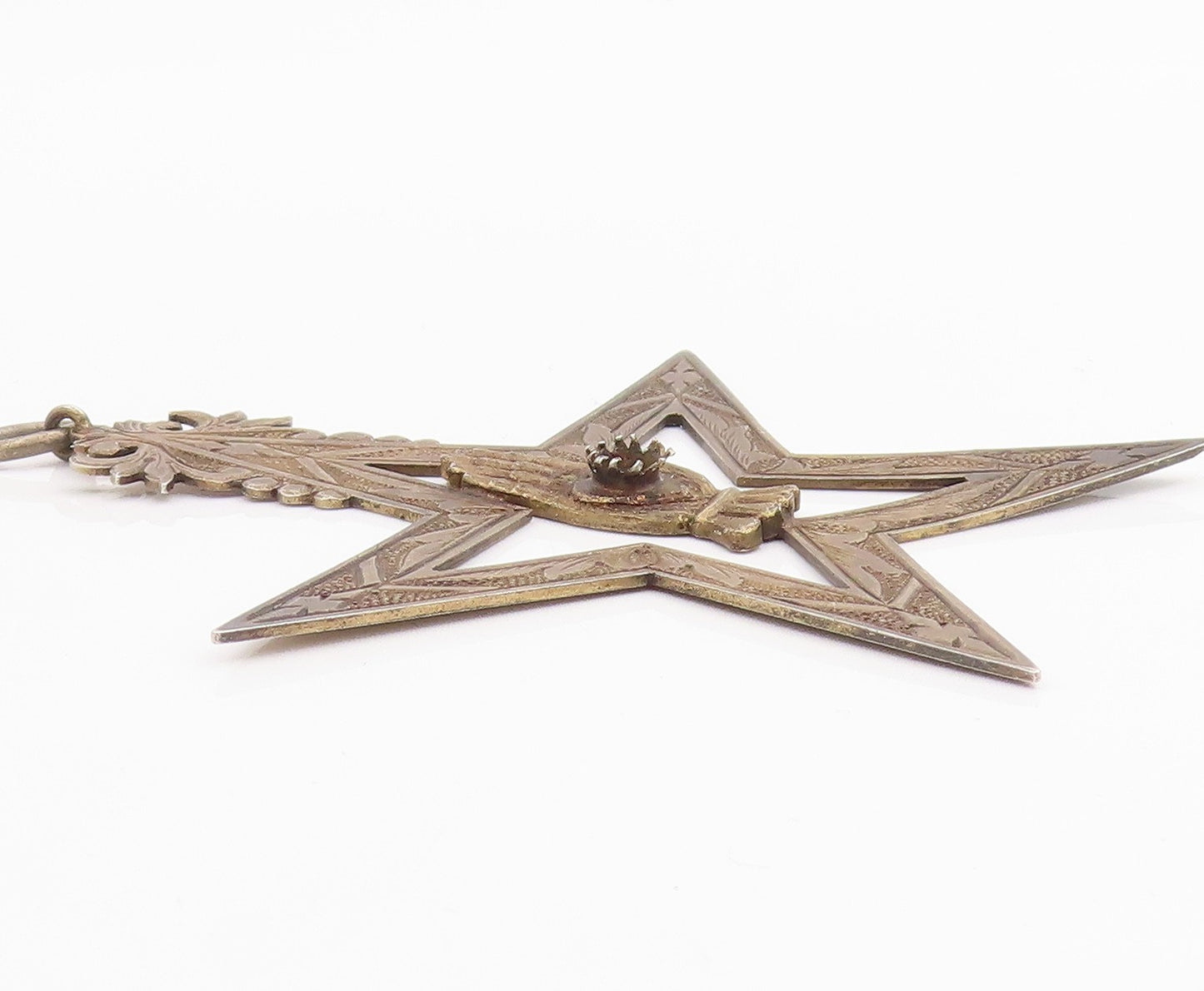 925 Sterling Silver Vintage Pendant Antique Hand In Five Pointed Star  PT26203