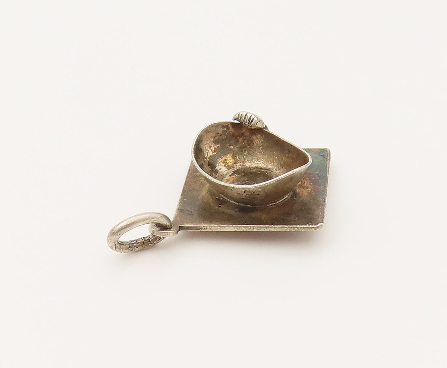 925 Sterling Silver  Vintage Minimalist Graduation Cap Pendant  PT21935