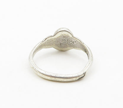 JOSTENS 925 Sterling Silver  Vintage Blue Stone Swirl Band Ring Sz 7  RG15865