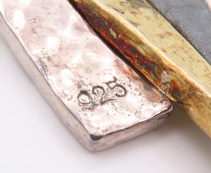 925 Sterling Silver Vintage Brooch Pin Two Tone Classic Hammered Couple  BP12377