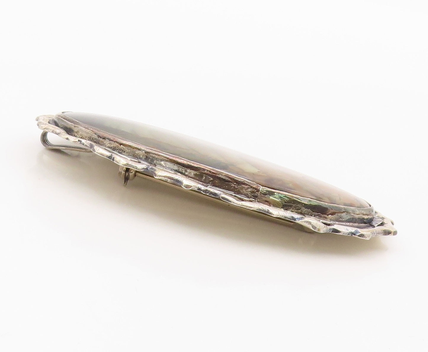 925 Sterling Silver Vintage Brooch Classic Jasper Victorian Style Pin  BP12578